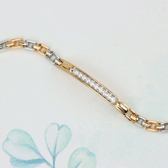 Elegant Rose Gold and Silver Bracelet with Sparkling CZ Accents, XPBL0691 - Picture 3 of 12